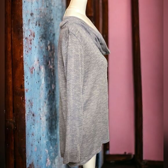 Chicos Cowl Neck Light Blue Hi-lo Glimmer Sweater Size 2 Large - Picture 3 of 6